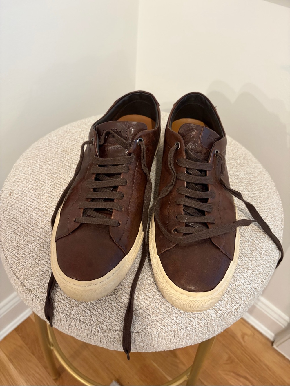 Good Man Brand Men's Edge Lo-Top Brown Leather Sneakers.